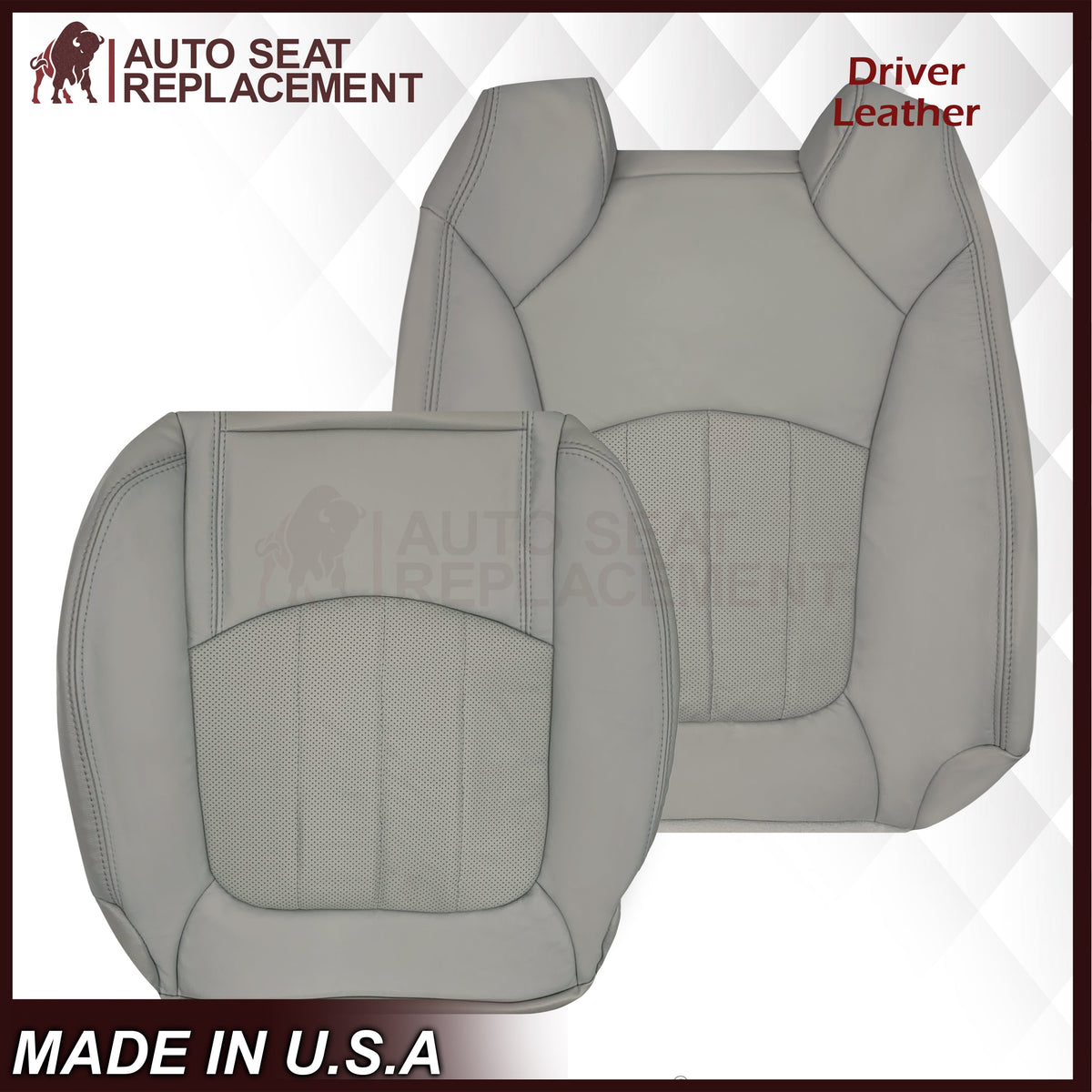 2008-2012 Buick Enclave Perforated Replacement Seat Covers In Gray: Choose Leather or Syn. Leather