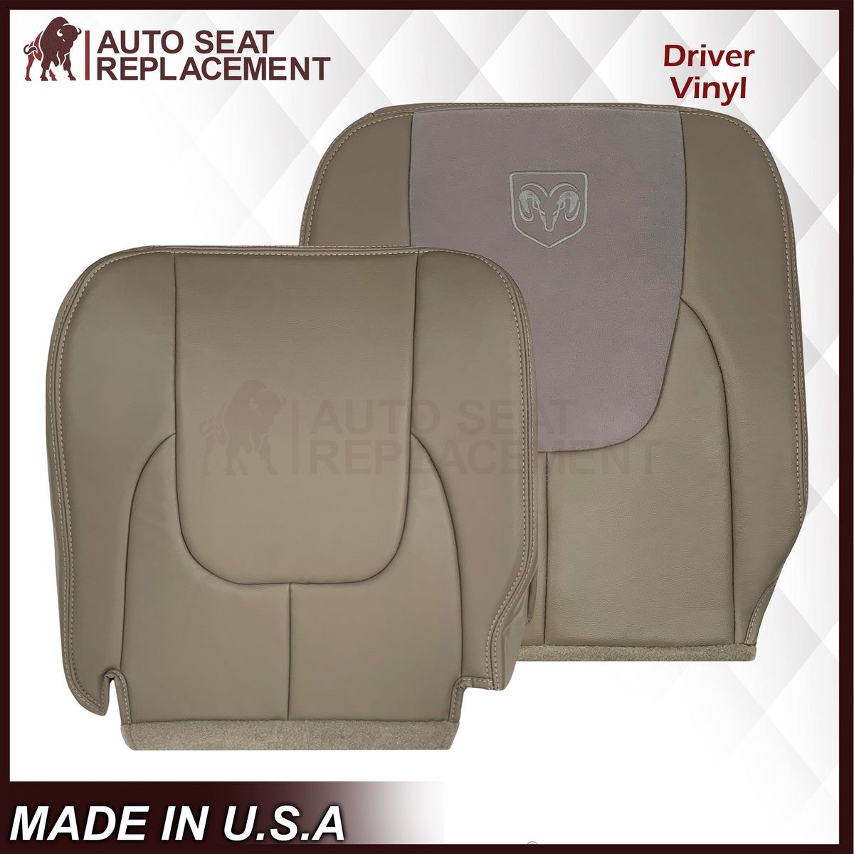 2002 - 2003 Dodge Ram 1500 2500 3500 4500 Laramie SLT Replacement Synthetic Leather & Suede Seat Cover In Tan