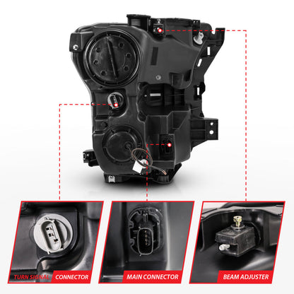 15-17 F-150 Halogen Projector Headlights, Black Switchback, Anzo 111357