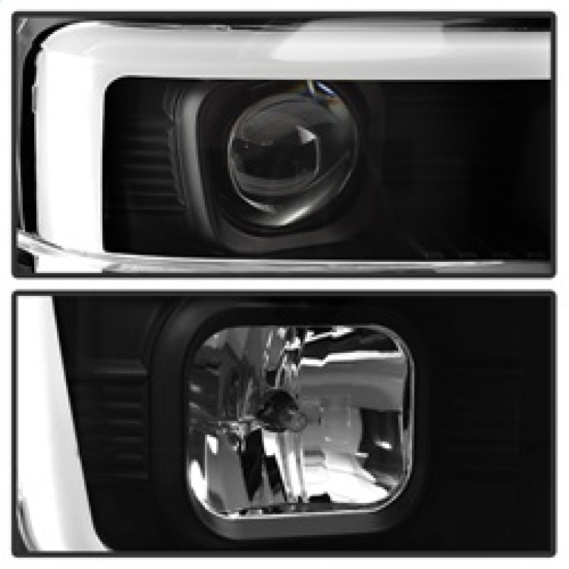 Spyder 08-10 Ford F-250 Projector Headlights V2 - Light Bar DRL LED - Black PRO-YD-FS08V2-LB-BK 5084477