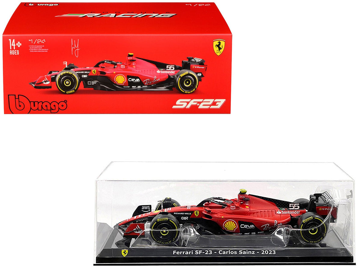 Ferrari SF-23 #55 Carlos Sainz Formula One F1 World Championship (2023) "Formula Racing" Series 1/24 Diecast Model Car by Bburago  free shipping USA