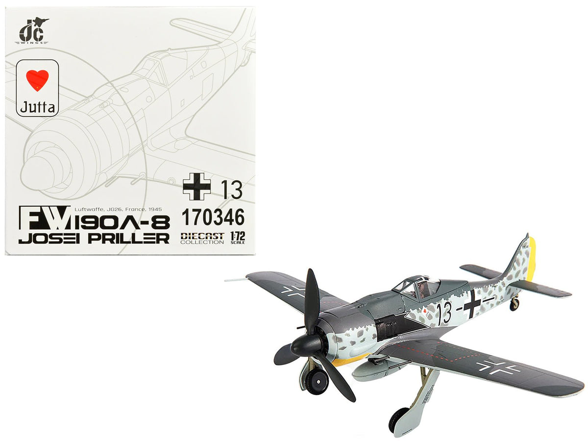 Focke-Wulf Fw 190A-8 Fighter Aircraft "JG 26 Schlageter France" (1945) German Luftwaffe 1/72 Diecast Model by JC Wings  free shipping USA