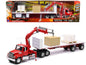 Freightliner 114SD Flatbed Truck with Crane Red with Accessories "Long Haul Trucker" Series 1/32 Diecast Model by New Ray  free shipping USA