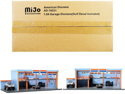"Garage Diorama Gulf Oil" Diorama with Decals for 1/64 Scale Models by American Diorama  free shipping USA