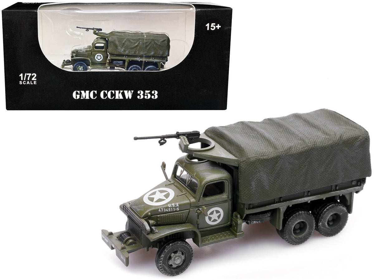 GMC CCKW 353 Truck With Mounted Gun Olive Drab "4734511-S" US Army World War II 1/72 Diecast Model by Legion  free shipping USA