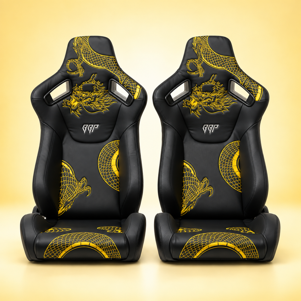 Ryujin Collection Gold Dragon Reclinable Adjustable Racing Bucket Seat