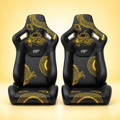 Ryujin Collection Gold Dragon Reclinable Adjustable Racing Bucket Seat