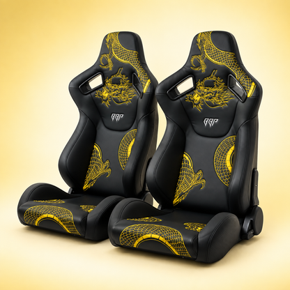 Ryujin Collection Gold Dragon Reclinable Adjustable Racing Bucket Seat