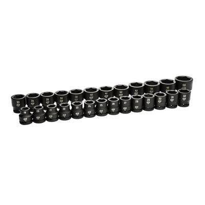 Gearwrench Impact Socket Set, 3/4 in. Drive, Metric, Chromoly, Black, Set - 84031