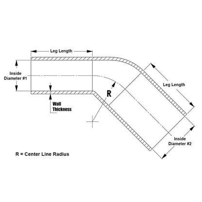 HPS 2-3/4" - 3" ID, Silicone 45 Degree Elbow Reducer Coupler Hose, High Temp 4-ply Reinforced, Blue, 70mm - 76mm ID