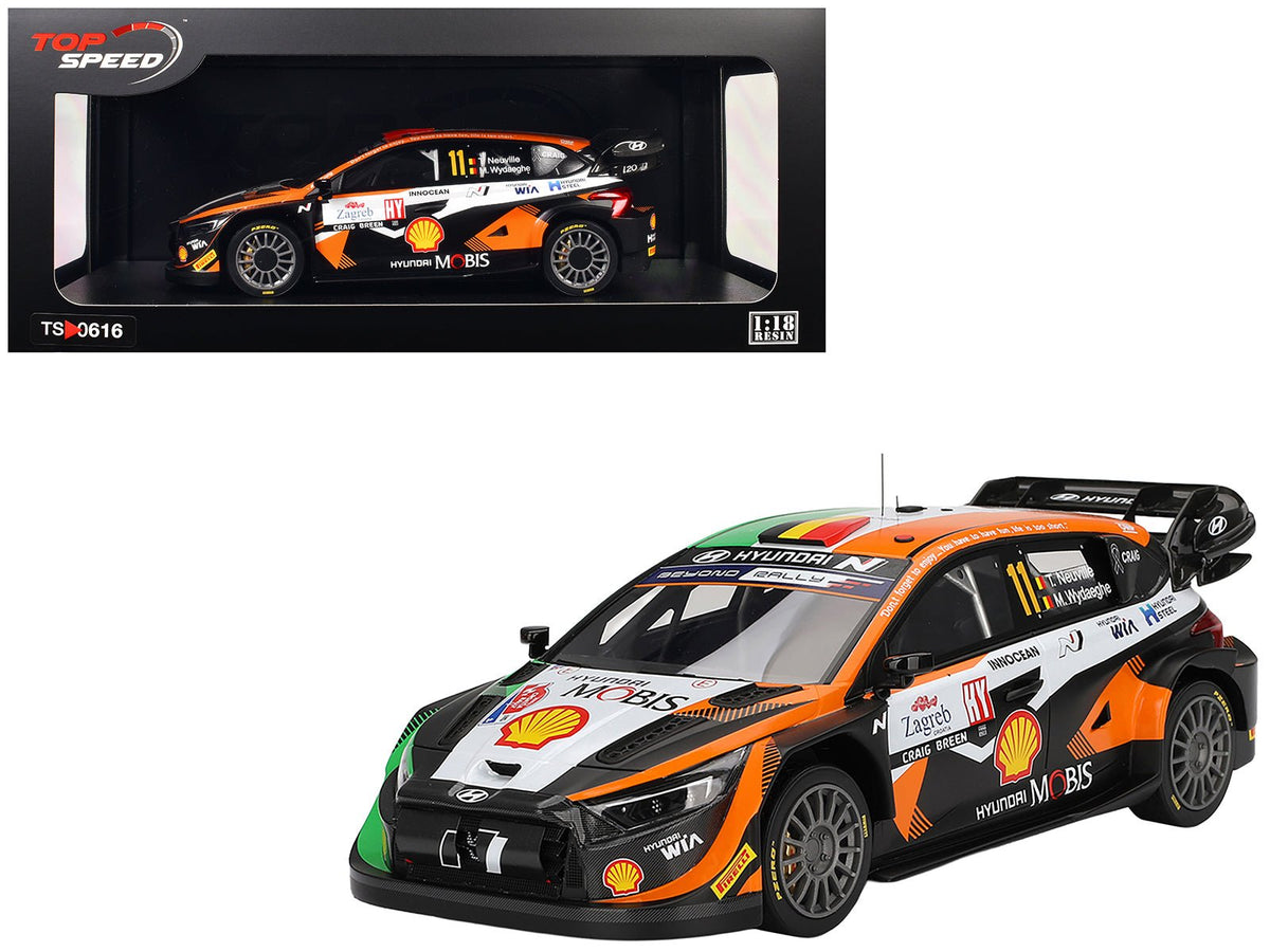 Hyundai i20 N Rally1 Hybrid #11 Thierry Neuville - Martijn Wydaeghe "Hyundai Shell Mobis WRT"  Winner "Rally Croatia Power Stage" (2023) 1/18 Model Car by Top Speed  free shipping USA