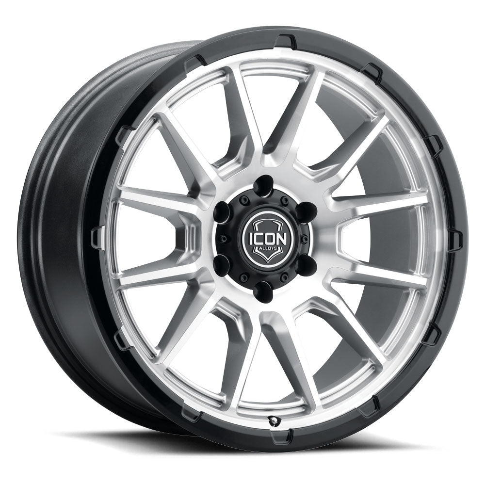 ICON Alloys Cajon Silver Machined W/ Gloss Black Lip 20 X 9 / 6 X 135 16mm Offset 5.625" BS