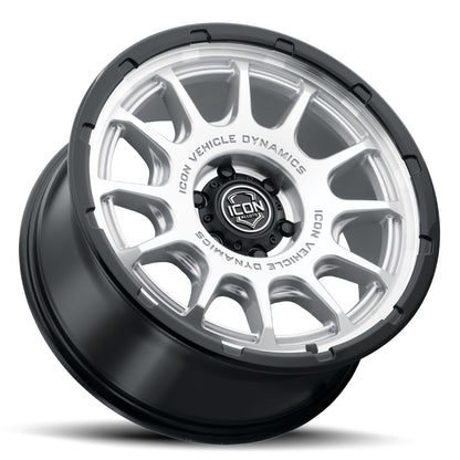ICON Alloys Rancho Silver Machined W/ Gloss Black Lip 20 X 9 / 5 X 5 -12mm Offset 4.5" BS