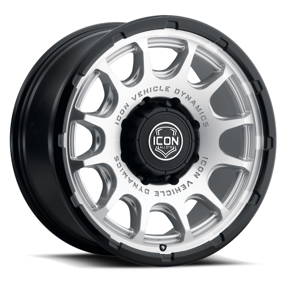ICON Alloys Rancho Silver Machined W/ Gloss Black Lip 20 X 9 / 8 X 170 6mm Offset 5.25" BS