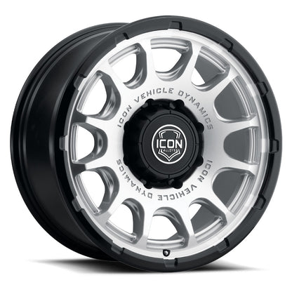 ICON Alloys Rancho Silver Machined W/ Gloss Black Lip 20 X 9 / 8 X 170 6mm Offset 5.25" BS