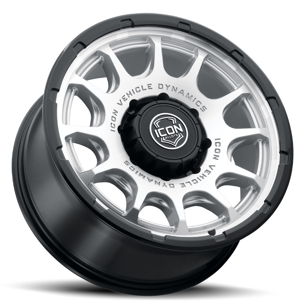 ICON Alloys Rancho Silver Machined W/ Gloss Black Lip 20 X 9 / 8 X 170 6mm Offset 5.25" BS
