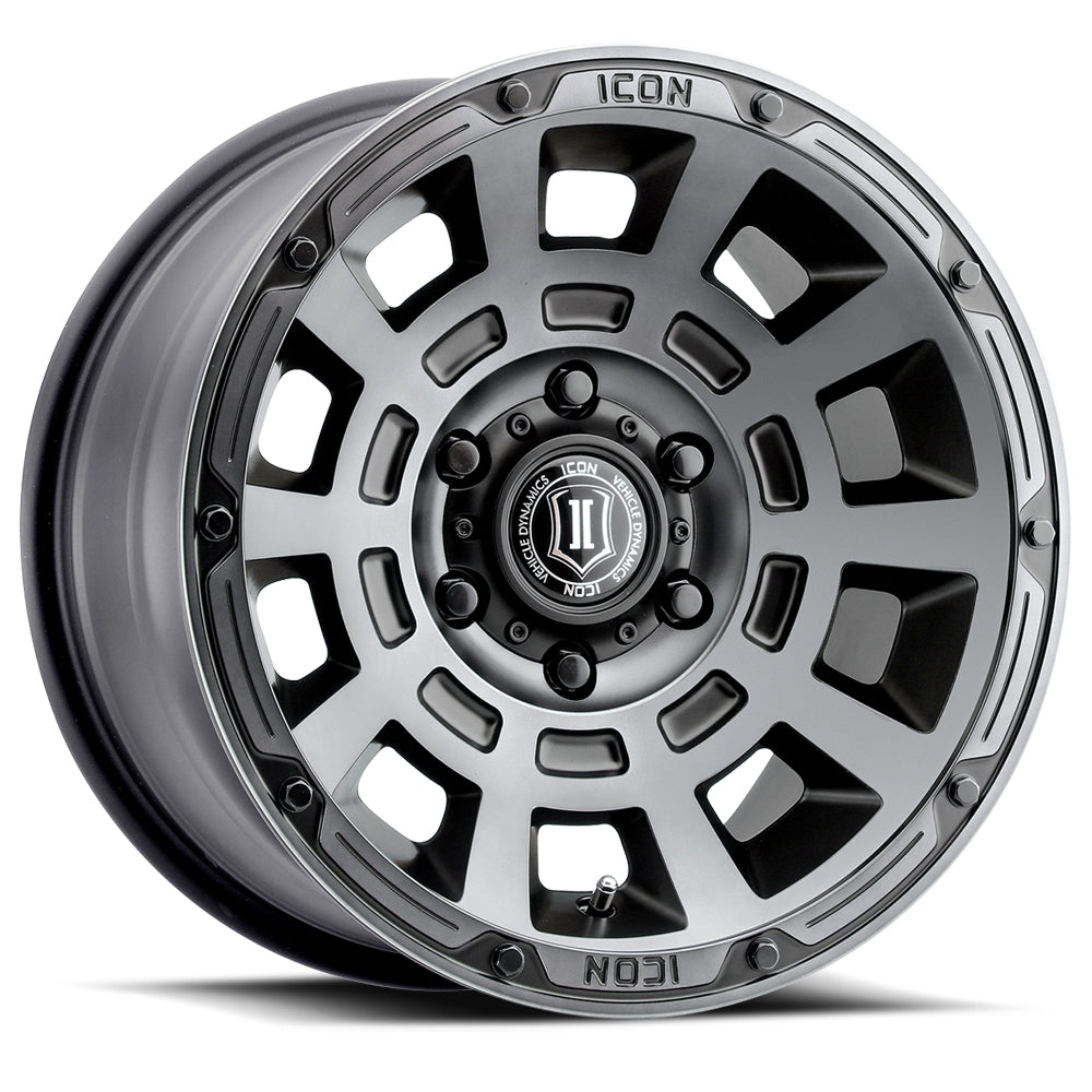 ICON Alloys Thrust Smoked Satin Black 17 X 8.5 / 6 X 5.5 25mm Offset 5.75" BS