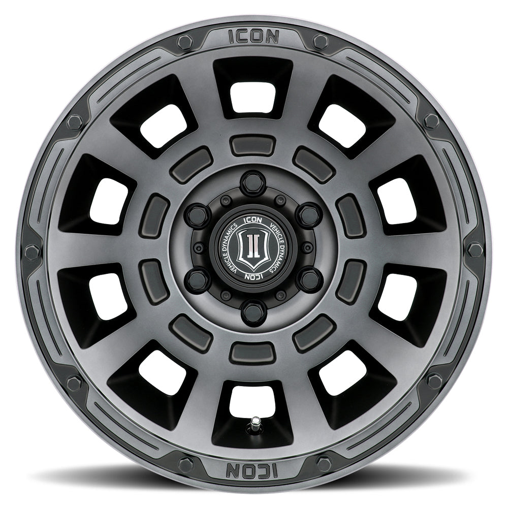 ICON Alloys Thrust Smoked Satin Black 17 X 8.5 / 6 X 5.5 25mm Offset 5.75" BS