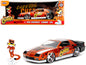1985 Chevrolet Camaro Z/28 Orange Metallic with Graphics and Chester Cheetah Diecast Figure "Cheetos" "Hollywood Rides" Series 1/24 Diecast Model Car by Jada  free shipping USA