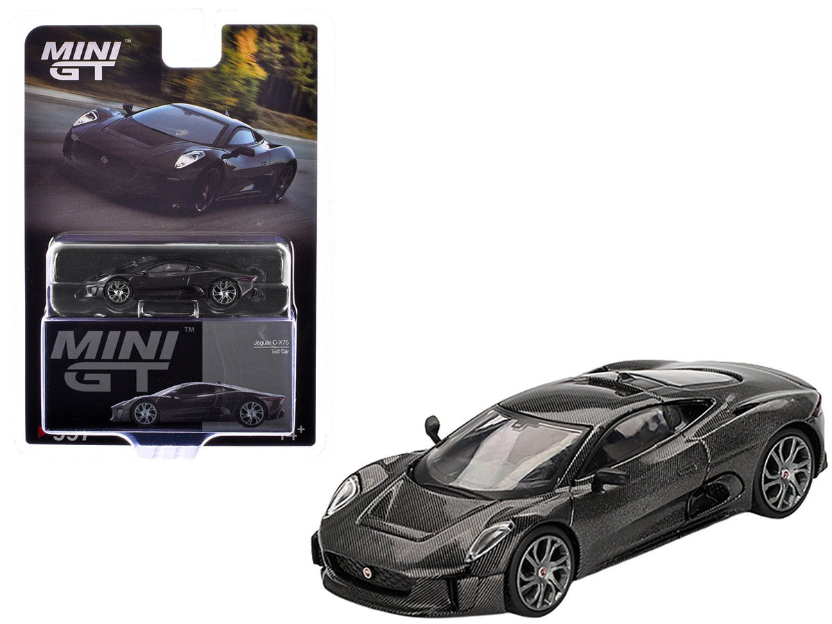 Jaguar C-X75 "Test Car" Black Carbon Limited Edition 1/64 Diecast Model Car by Mini GT  free shipping USA