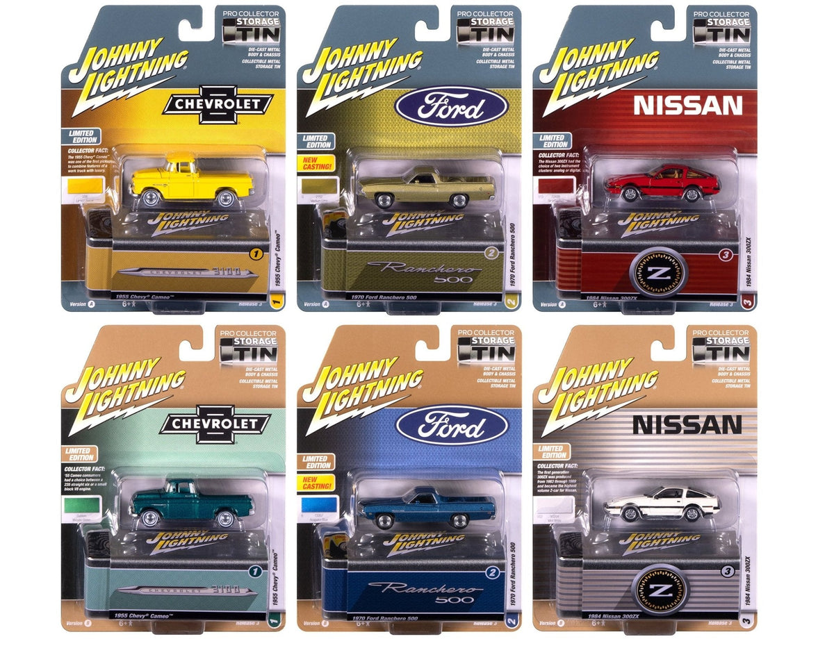 Johnny Lightning Collector's Tin 2025 Set of 6 Cars Release 3 Limited Edition 1/64 Diecast Model Cars by Johnny Lightning  free shipping USA