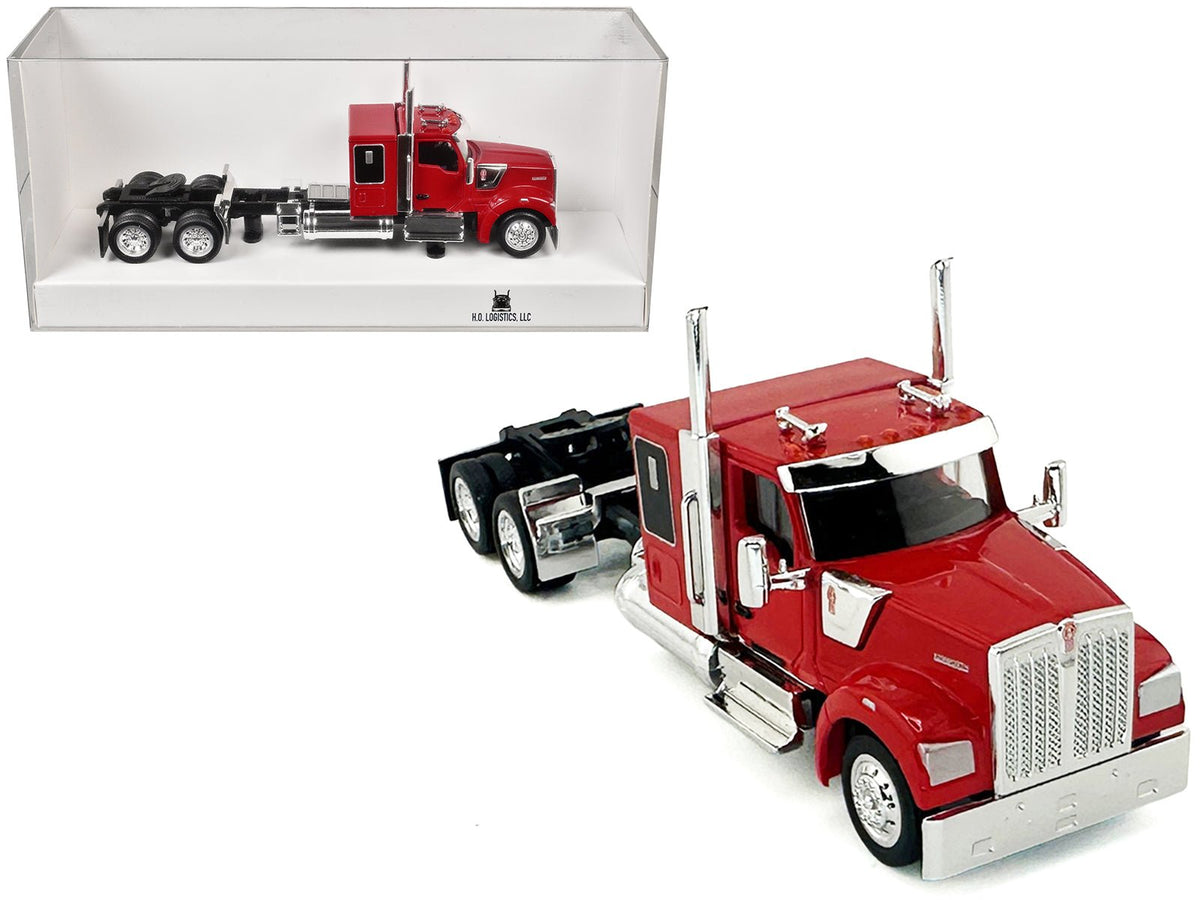 Kenworth W990 with Flat Top Sleeper Cab Red 1/87 (HO) Plastic Model Car by HO Logistics  free shipping USA