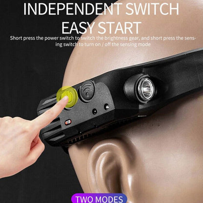 High Power COB LED Motion Sensor Headlamp Rechargeable Waterproof Outdoor Headlight