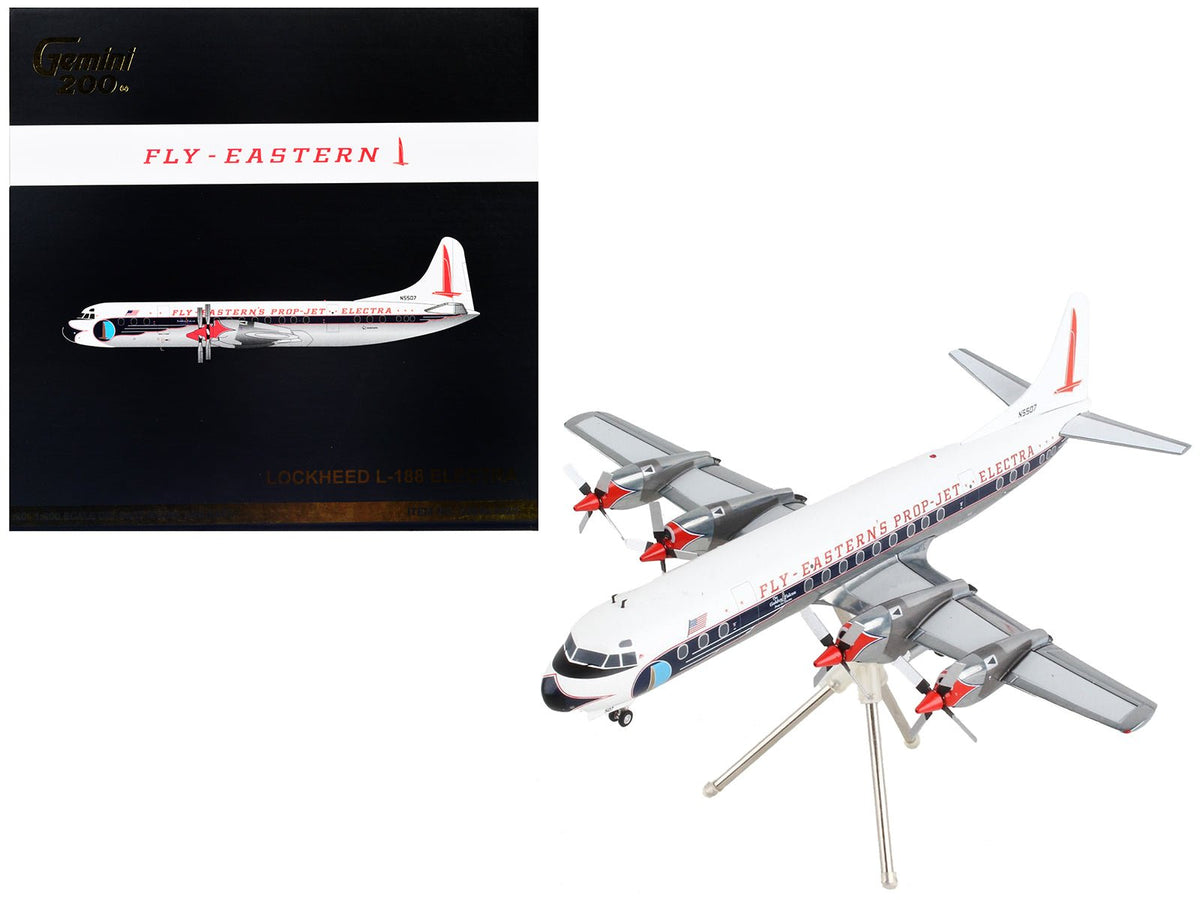 Lockheed L-188 Electra Commercial Aircraft "Eastern Air Lines" White with Blue Stripes "Gemini 200" Series 1/200 Diecast Model Airplane by GeminiJets  free shipping USA