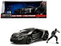 Lykan Hypersport Black with Black Panther Diecast Figurine "Avengers" "Marvel" Series 1/24 Diecast Model Car by Jada  free shipping USA