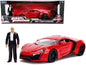Lykan Hypersport Red with Lights and Dom Figurine "Fast & Furious" Movie 1/18 Diecast Model Car by Jada  free shipping USA