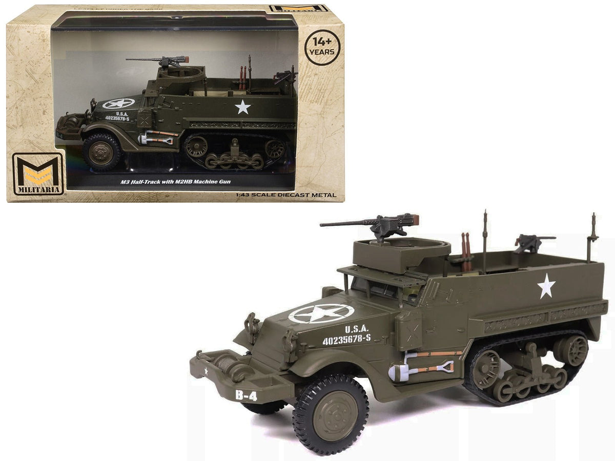 M3 Half-Track AFV with M2HB Machine Gun Olive Drab "United States Army" 1/43 Diecast Model by Militaria Die Cast  free shipping USA