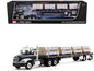 Mack Pinnacle Day Cab with Minimizer Parts & 53' Wilson Roadbrute Flatbed Trailer with "Carlisle Roofing" Loaded Pallets Black with Silver Top and Stripes 1/64 Diecast Model by DCP/First Gear  free shipping USA