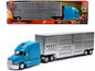 Mack Pinnacle Truck with Pot Belly Livestock Trailer Blue and Chrome "Long Haul Truckers" Series 1/32 Diecast Model by New Ray  free shipping USA