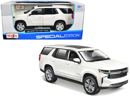 2021 Chevrolet Tahoe White with Sunroof "Special Edition" 1/26 Diecast Model Car by Maisto  free shipping USA