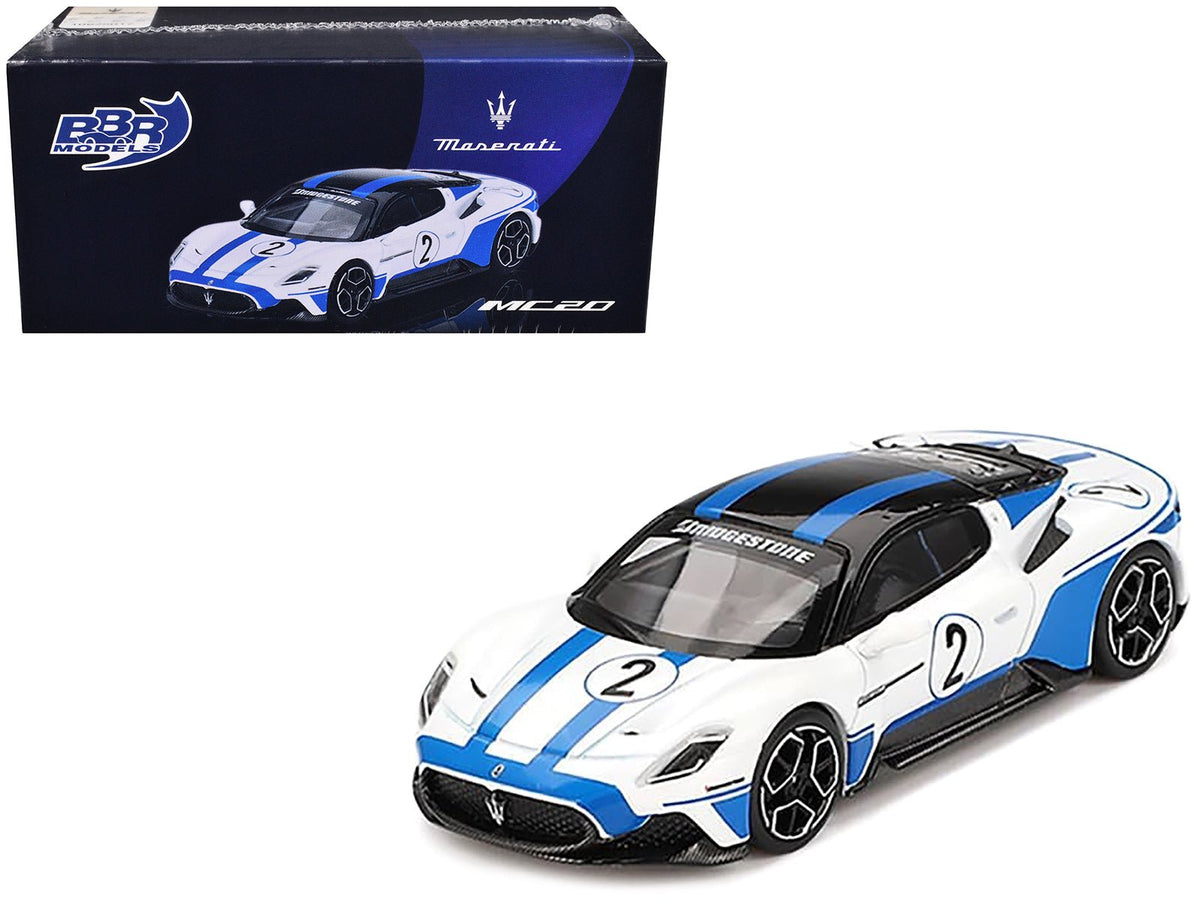 Maserati MC20 #2 White with Blue Stripes and Black Top "Maserati Performance Experience" 1/64 Diecast Model Car by BBR  free shipping USA