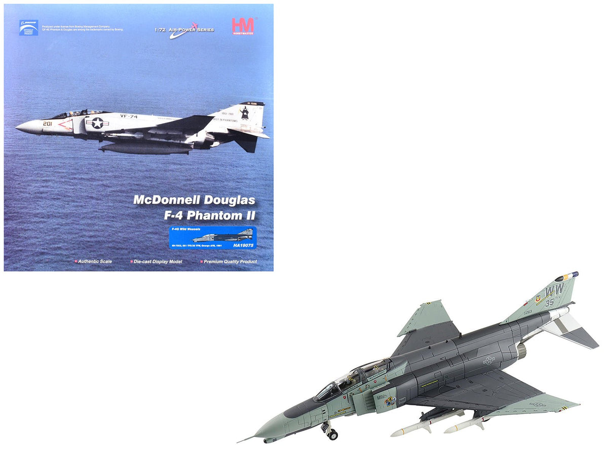 McDonnell Douglas F-4G Phantom II Fighter-Bomber Aircraft "Wild Weasels 69-7253 561st TFS 35th TFW George AFB" (1991) United States Air Force "Air Power Series" 1/72 Diecast Model by Hobby Master  free shipping USA