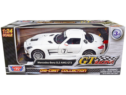 Mercedes-Benz SLS AMG GT3 #7 White "GT Racing" Series 1/24 Diecast Model Car by Motormax  free shipping USA
