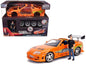 Model Kit Toyota Supra Metallic Orange with Brian Diecast Figure "Fast & Furious" Movie "Build N' Collect" 1/24 Diecast Model Car by Jada  free shipping USA