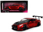 Nissan GT-R (R35) Liberty Walk Body Kit 2.0 RHD (Right Hand Drive) Red Metallic with Carbon Hood "Pink Slips" Series 1/18 Diecast Model Car by Jada  free shipping USA
