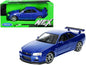 Nissan Skyline GT-R (R34) RHD (Right Hand Drive) Blue Metallic "NEX Models" 1/24 Diecast Model Car by Welly  free shipping USA