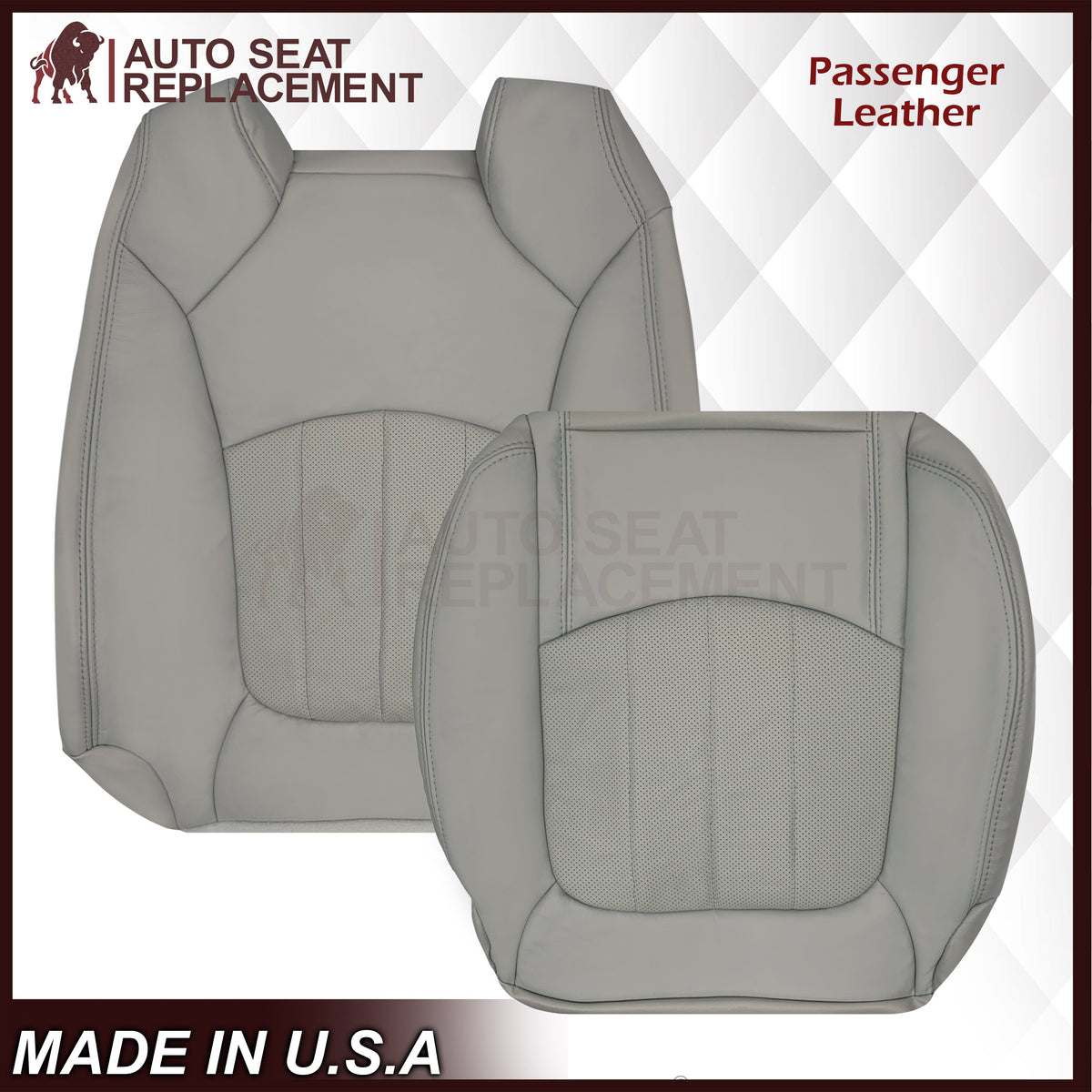 2007-2012 GMC Acadia Denali/SLT Replacement Leather/Syn. Leather Seat Cover: Gray, Perforated