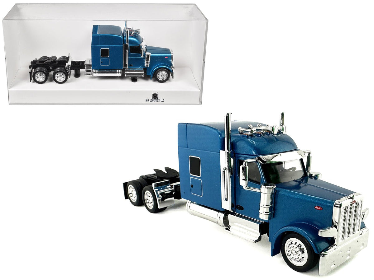 Peterbilt 589 with Stand Up Sleeper Cab Blue Metallic 1/87 (HO) Plastic Model Car by HO Logistics  free shipping USA