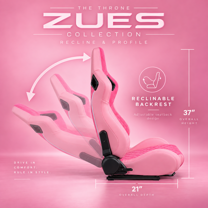 ZUES Collection Pink Bull Boost Reclinable Adjustable Racing Bucket Seat