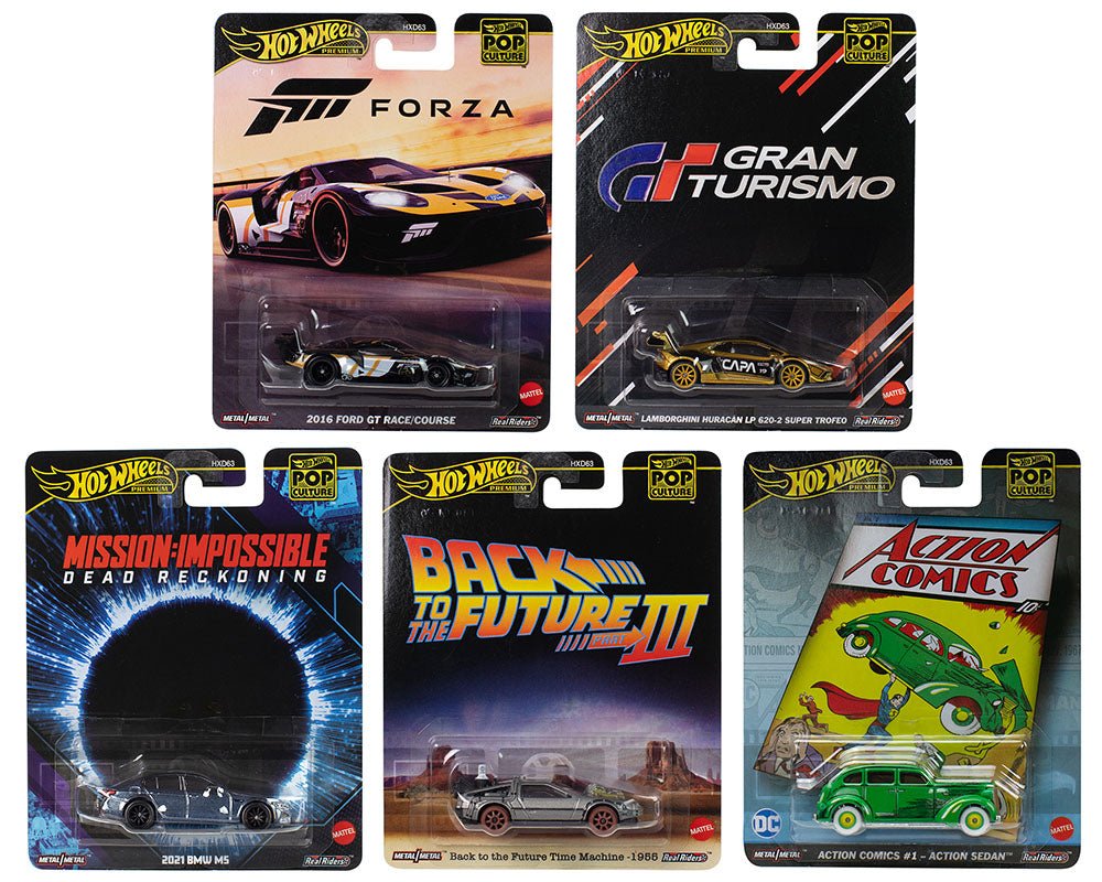 "Pop Culture 2025" 5 piece Set L "Premium Series" Diecast Model Cars by Hot Wheels  free shipping USA