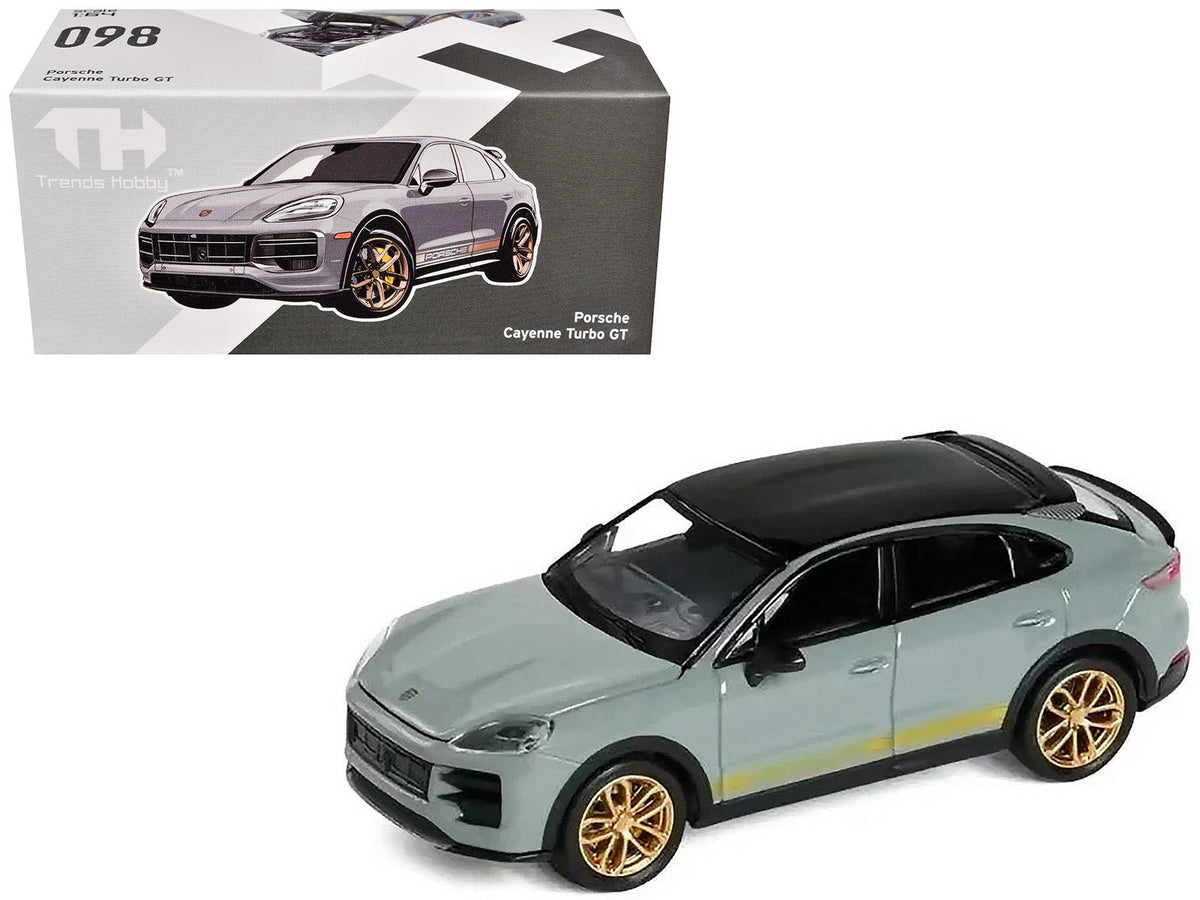 Porsche Cayenne Turbo GT Gray with Black Top and Gold Stripes 1/64 Diecast Model Car by Trends Hobby  free shipping USA
