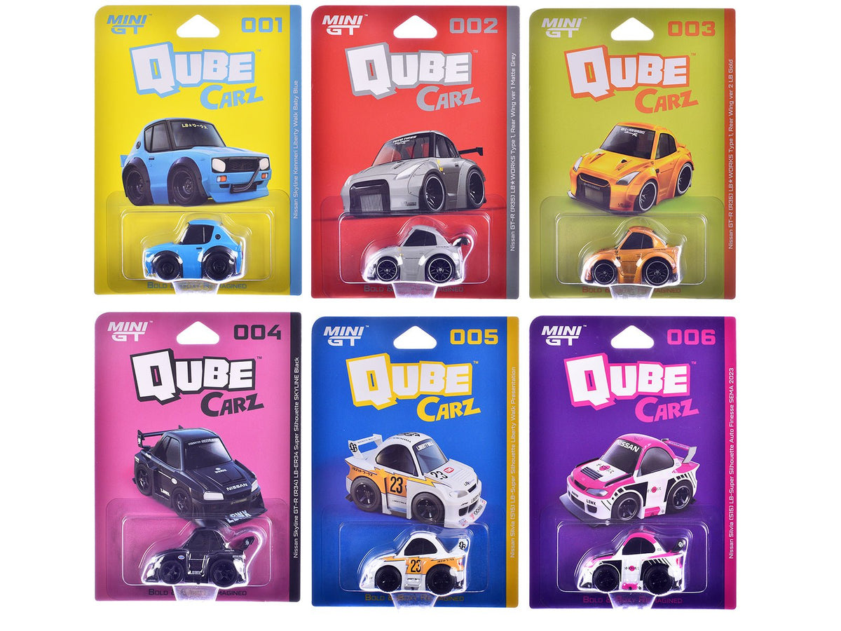 "QubeCarz" Series #1 Set of 6 pieces 1/64 Diecast Model Cars by Mini GT  free shipping USA