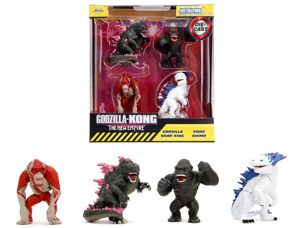 Set of 4 Diecast Figures "Godzilla x Kong: The New Empire" (2024) Movie "Metalfigs" Series Diecast Models by Jada  free shipping USA