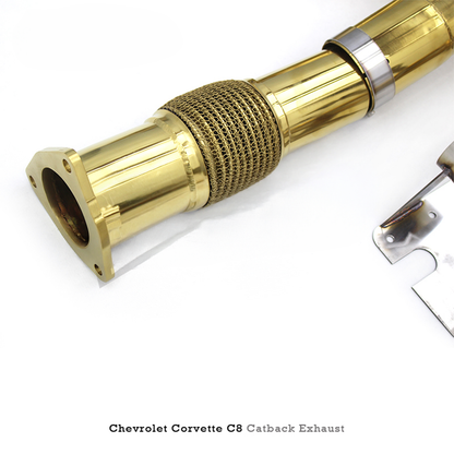 Stainless Valved Gold Plated Catback Exhaust Carbon Fiber Tips for Corvette C8