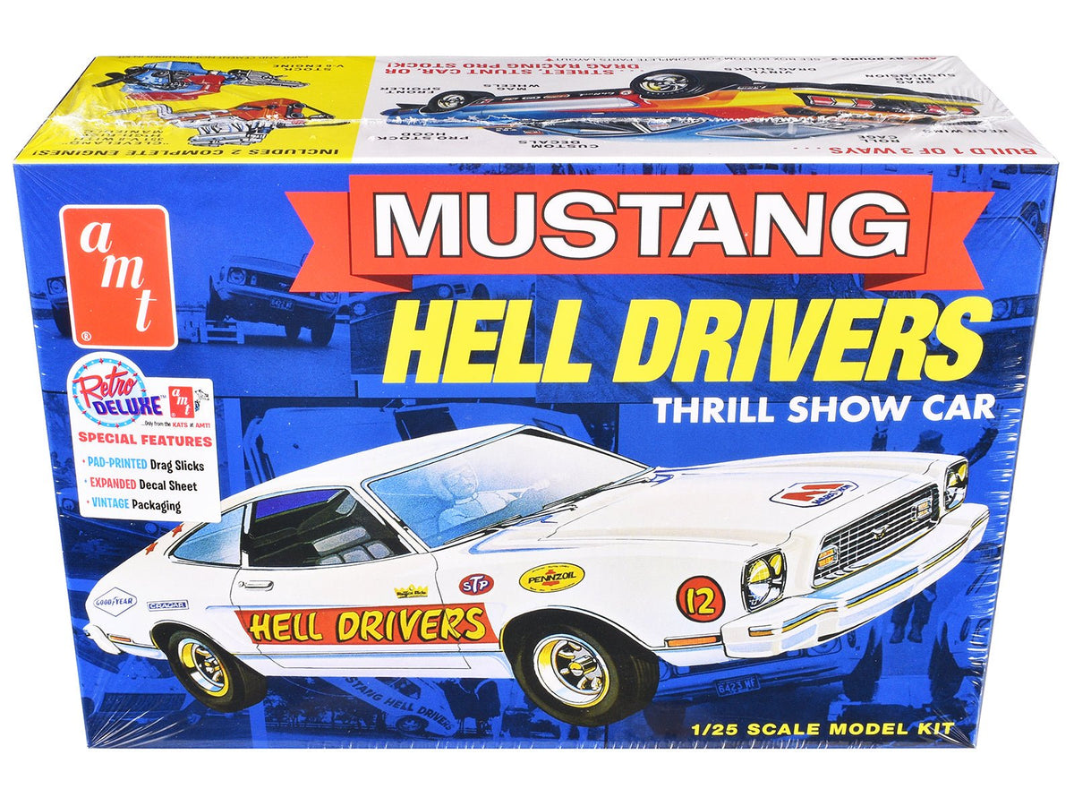 Skill 2 Model Kit 1977 Ford Mustang "Hell Drivers" Thrill Show Car 1/25 Scale Model by AMT  free shipping USA