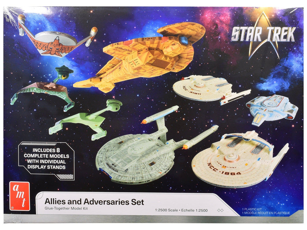 Skill 2 Model Kit Allies and Adversaries Space Ship Set "Star Trek" Franchise 1/2500 Scale Model by AMT  free shipping USA
